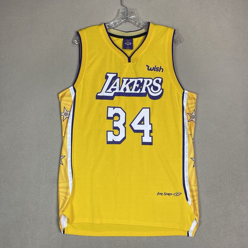 Los Angeles Lakers Jersey Mens XL Yellow #34 Shaquille O'neal NBA Sleeveless Top